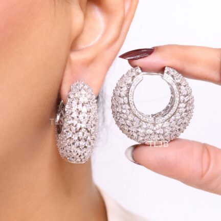 Leaf cut Cz party hoops- Platinum