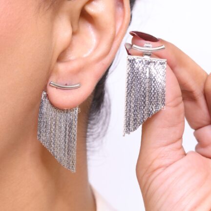 IMG_0272 Dangling Platinum tassel earrings