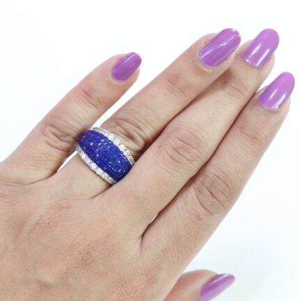 IMG_7705 Sapphire Blue Eternity platinum ring with CZ
