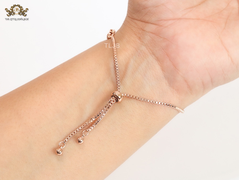 Rose Gold O shaped cz link bracelet - Image 3