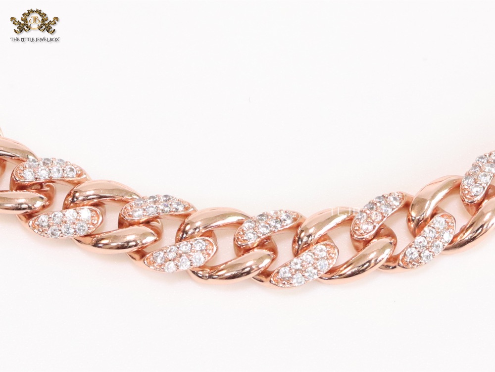 Rose Gold O shaped cz link bracelet - Image 5