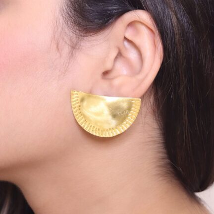 Matt gold crescent studs