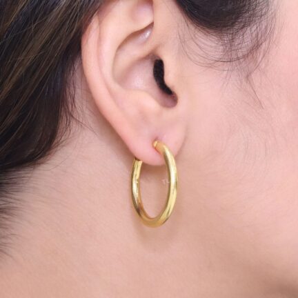 Minimal brass gold hoops