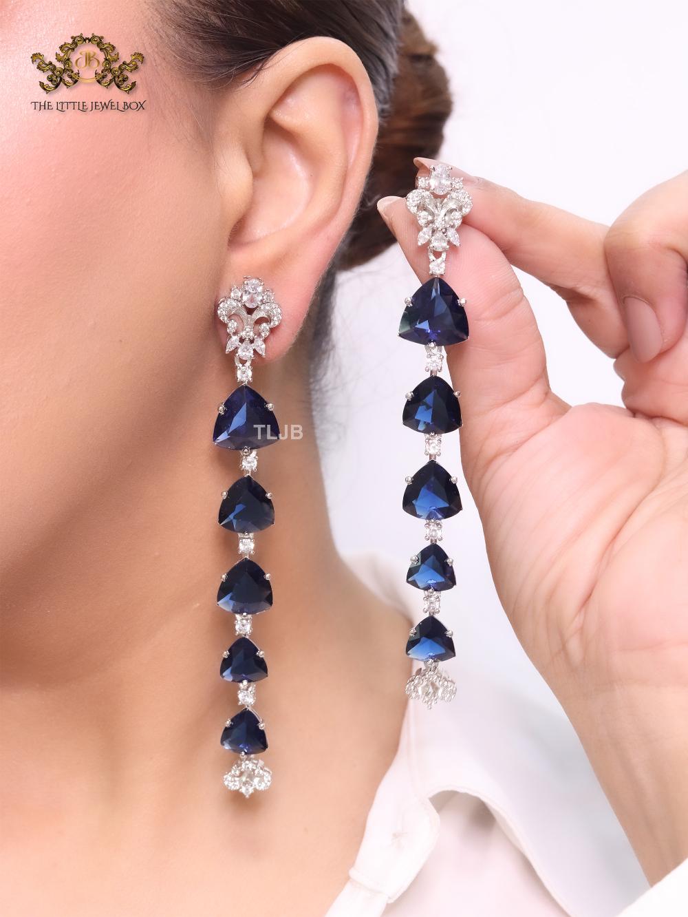 Deep blue crystal diva dangles