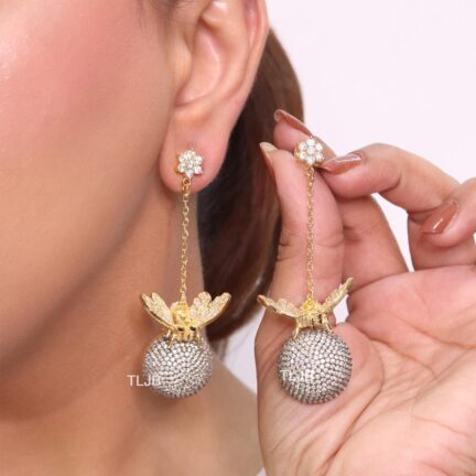 Butterfly motif and half ball danglers in cz