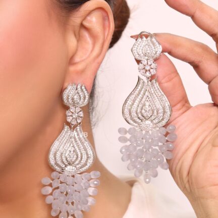 Silver plated Hazy white Grape danglers