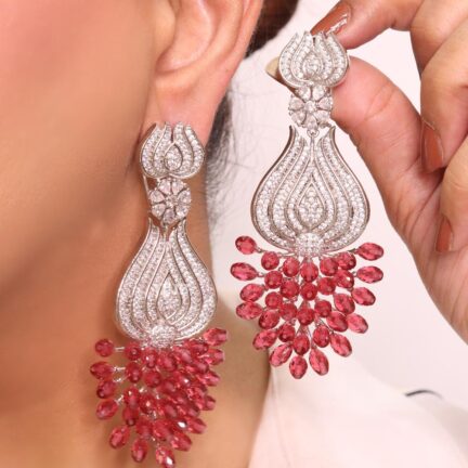 Silver plated red Grape danglers