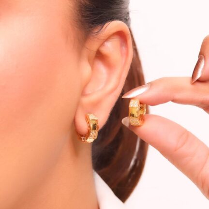 Cz and gold small hoops