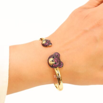 Purple Cz and gold teddy bracelet