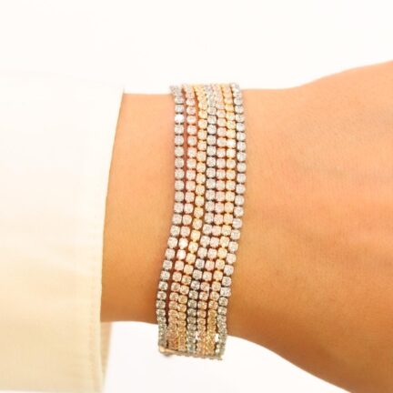 7 layer cz bracelet with platinum and rose gold