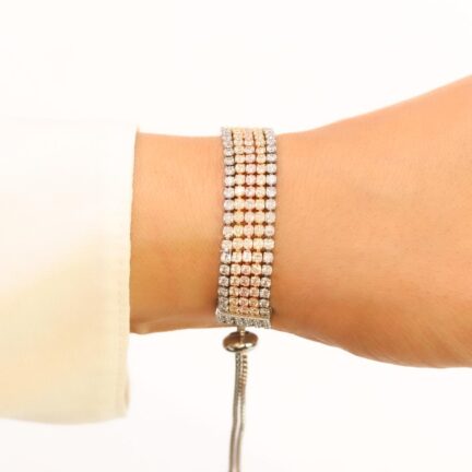 5 Layer cz bracelet with platinum and rose gold