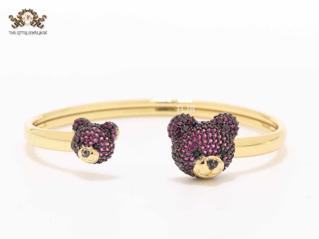 Purple Cz and gold teddy bracelet - Image 4