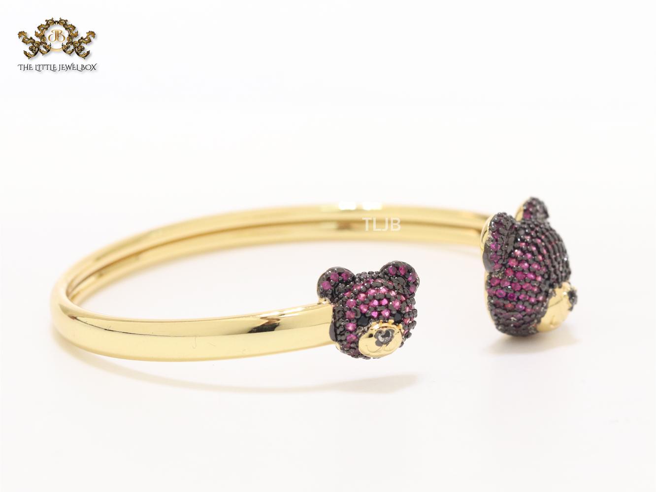 Purple Cz and gold teddy bracelet - Image 6