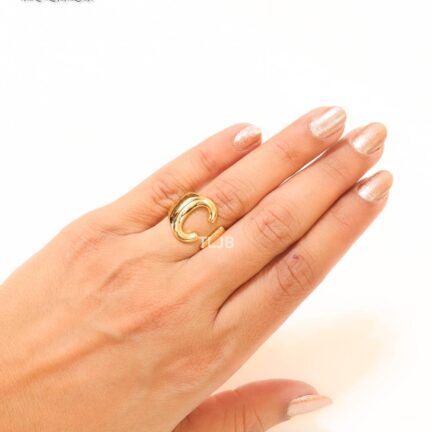 IMG_3343 Alphabet Gold Bold Ring - C