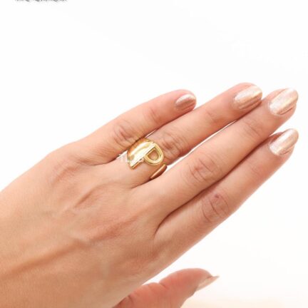 IMG_3402 Alphabet Gold Bold Ring - P