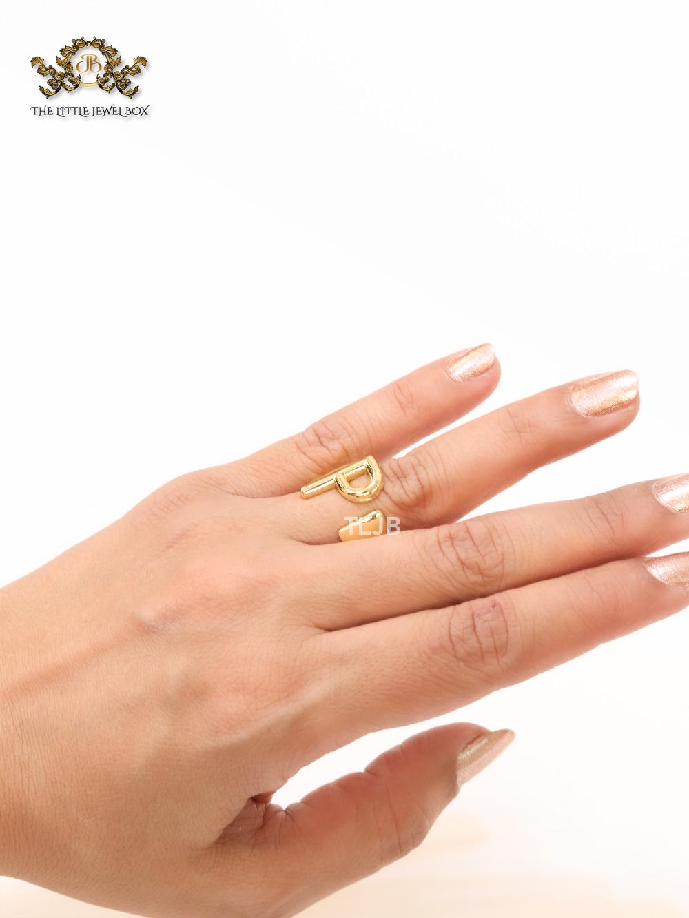 Alphabet Gold Bold Ring – P – The Little Jewel Box