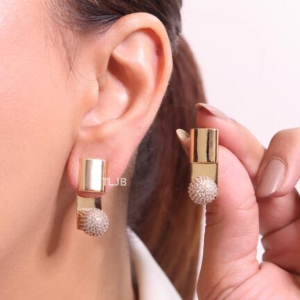 Gold mesh ball earrings