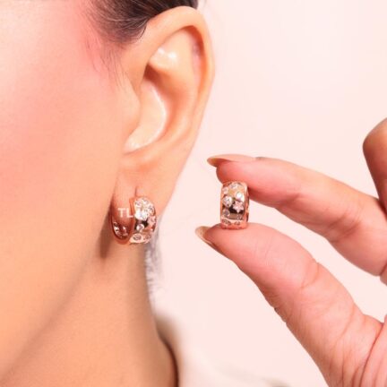 Small hoops with studded cz - Rose gold