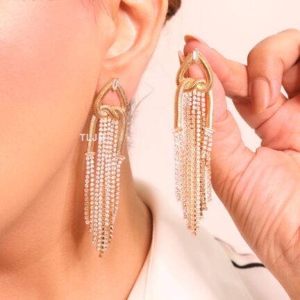 Gold cz tassels with heart