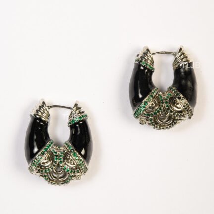 Black oxidised hoops with green stone