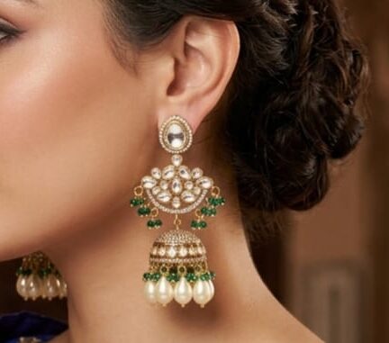 WhatsApp Image 2026-06-13 at 12.46.12 AM Kundan and pearl earrings with green drops