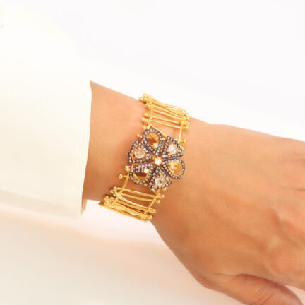 CZ flower gold bracelet