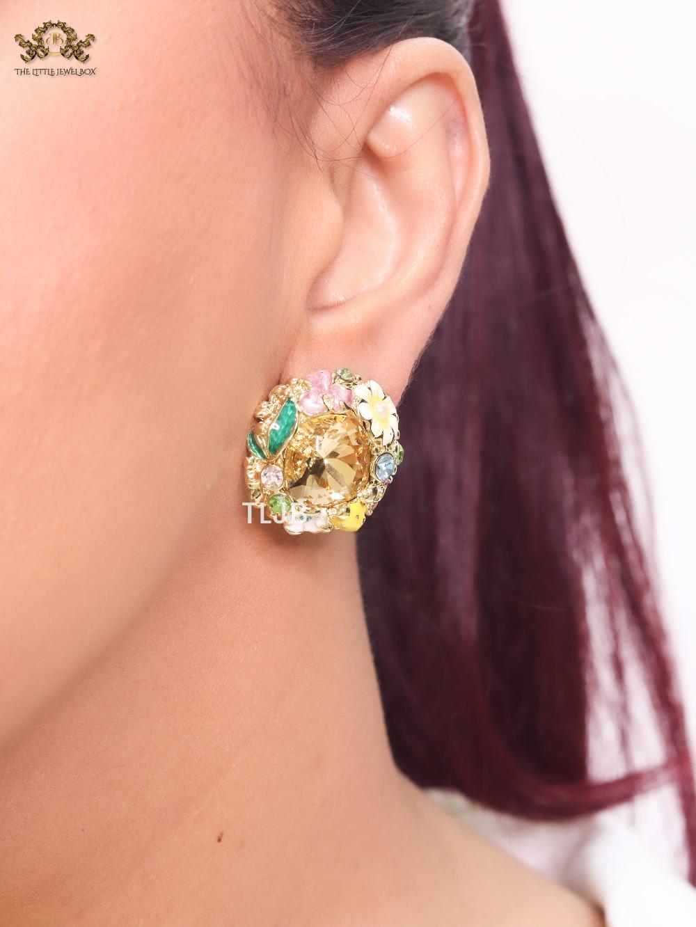 Enchanting Enamel and yellow stone studs - Image 3