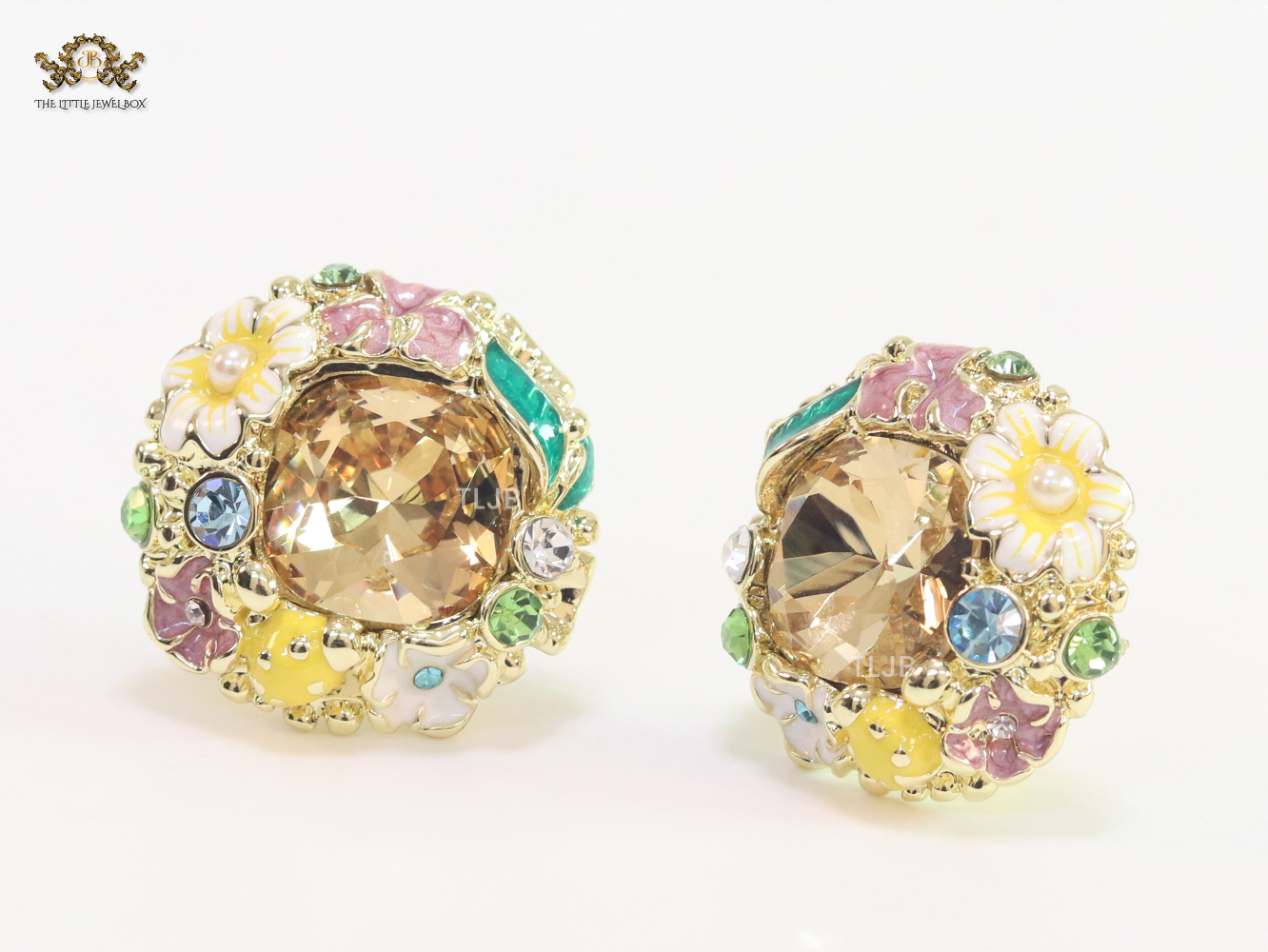 Enchanting Enamel and yellow stone studs - Image 4