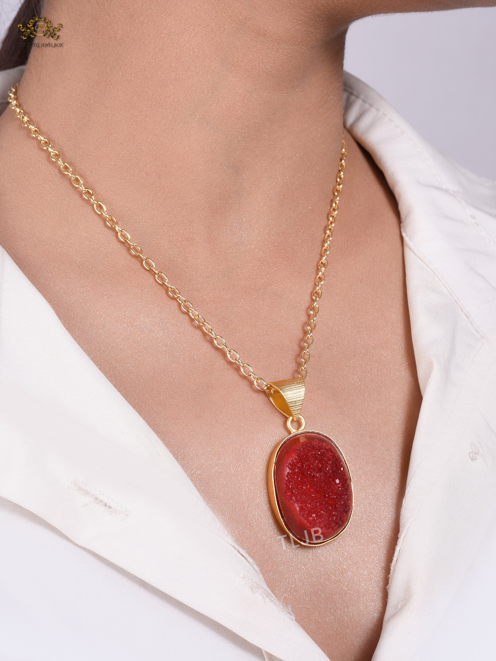 Red Stone Studded Necklace - Image 8