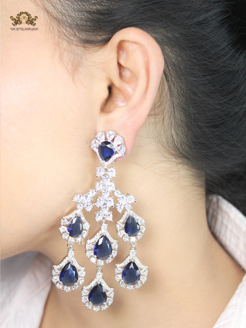 Sapphire Cascade CZ Earrings