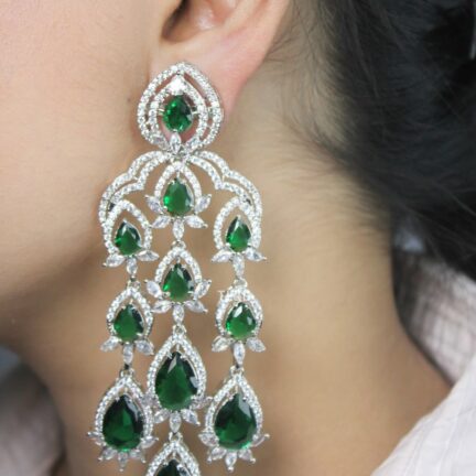 IMG_2298 Emerald Chandelier CZ Earrings