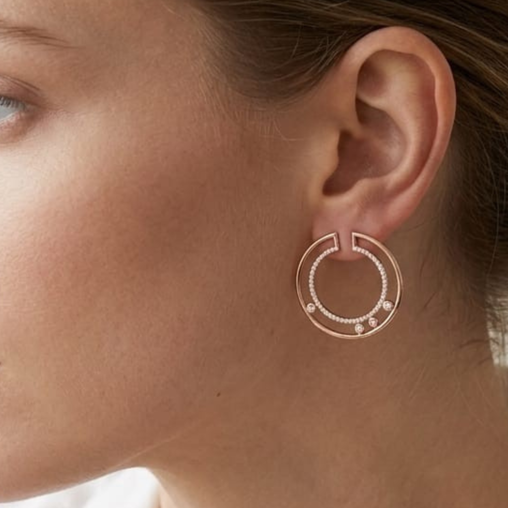 Gold plated circular earrings with cz