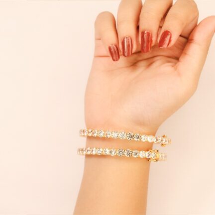 Single line gold  bangles 4mm / 0.25 ct