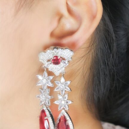 img717 Ruby Starfall Earrings