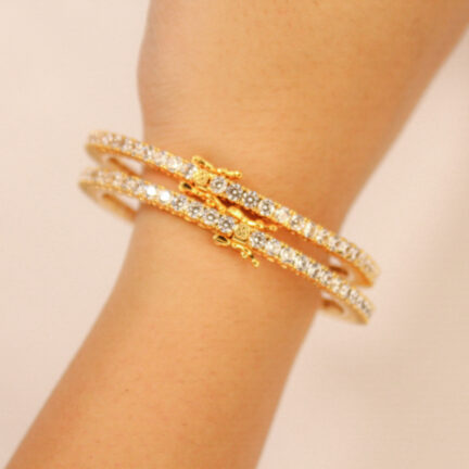 Single line gold bangles 4mm / 0.25 ct