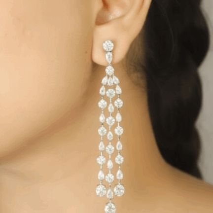 TLJB123E4-1 CZ Studded drop earrings