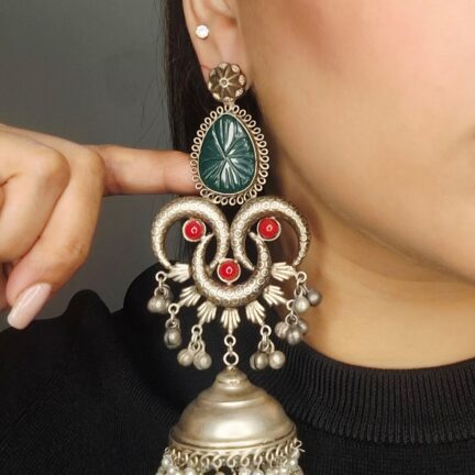 Royal Green Crescent Jhumka