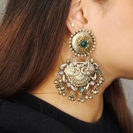 Emerald Drop Ornate Jhumkas