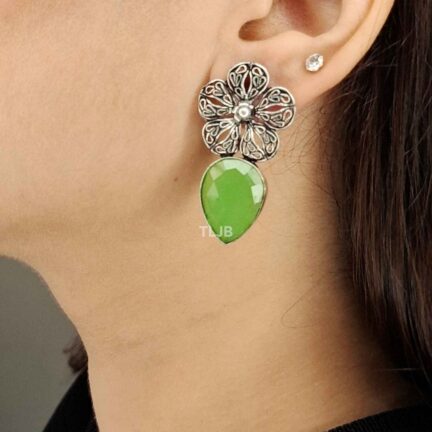 Floral Green Drop Jhumka