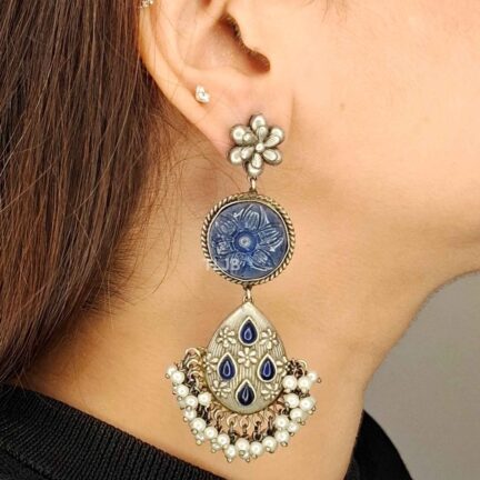 Royal Blue Stone Jhumka