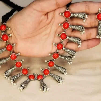 46 Red Coral Temple Necklace