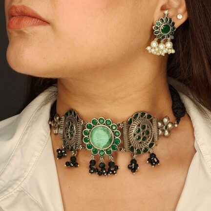 Antique Emerald Coin Choker