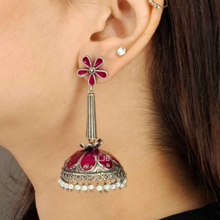 Ruby Pink Bloom Jhumka
