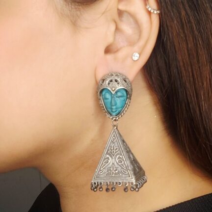 Turquoise Temple Charm Jhumka