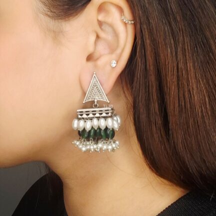 Emerald Cascade Dome Jhumka