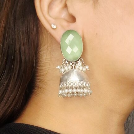 Lime Glow Pearl Jhumka