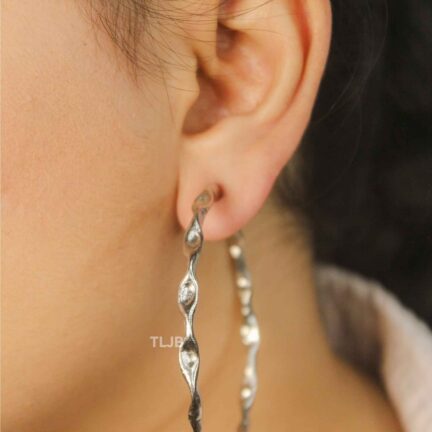 Silver Twisted Hoops