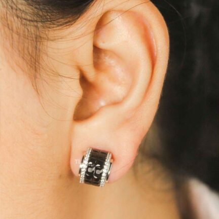 Black Oval Clasp Hoop Earring