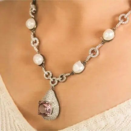 IMG_5757 Pearl Ridden Pinkstone Necklace