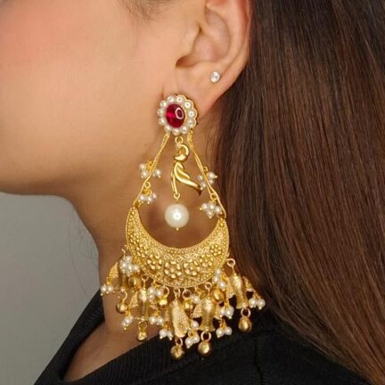 Royal matt gold Chand Dangler with fish motif